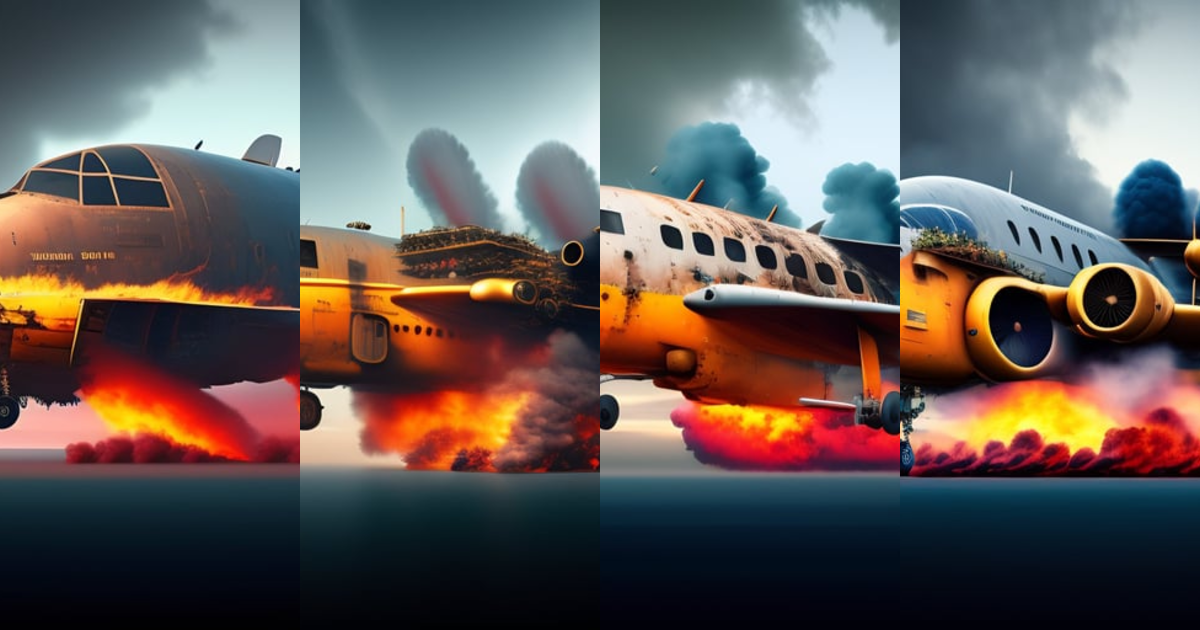 Lexica - Exploded plane in the sky, realistic
