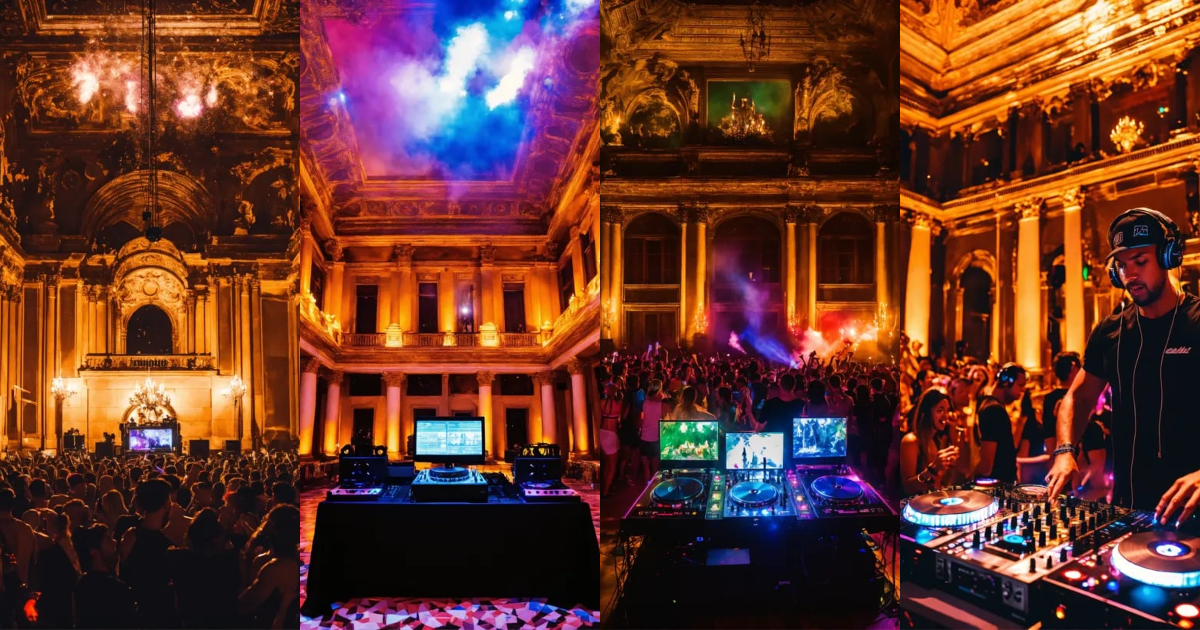 Lexica - DJ playing vibes to a crazy party rave at a majestic palace