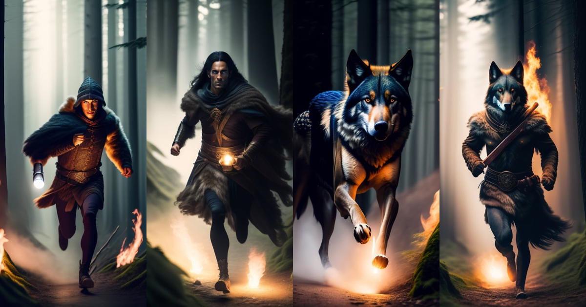 Lexica - An a old dark elf running into the wood being pursuit by a ...