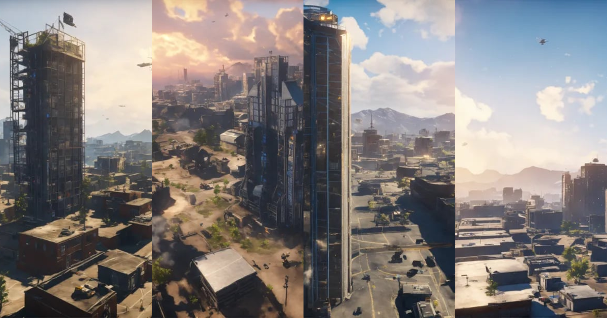Lexica - Highrise call of duty map, blue sky, bright 4k