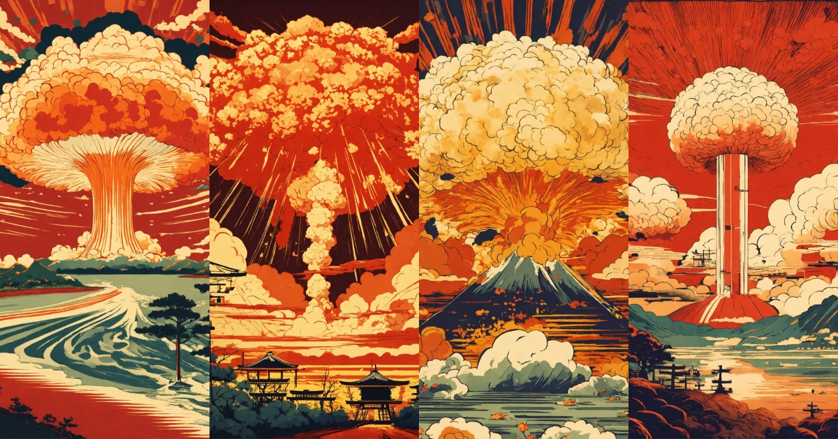 Lexica - Japanese print style, an atomic explosion