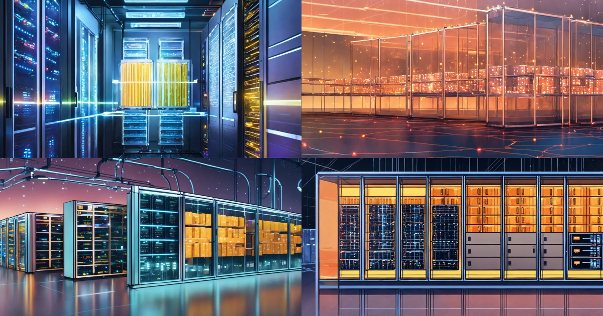Lexica - Illustration of a transparent datacenter that is connected to ...