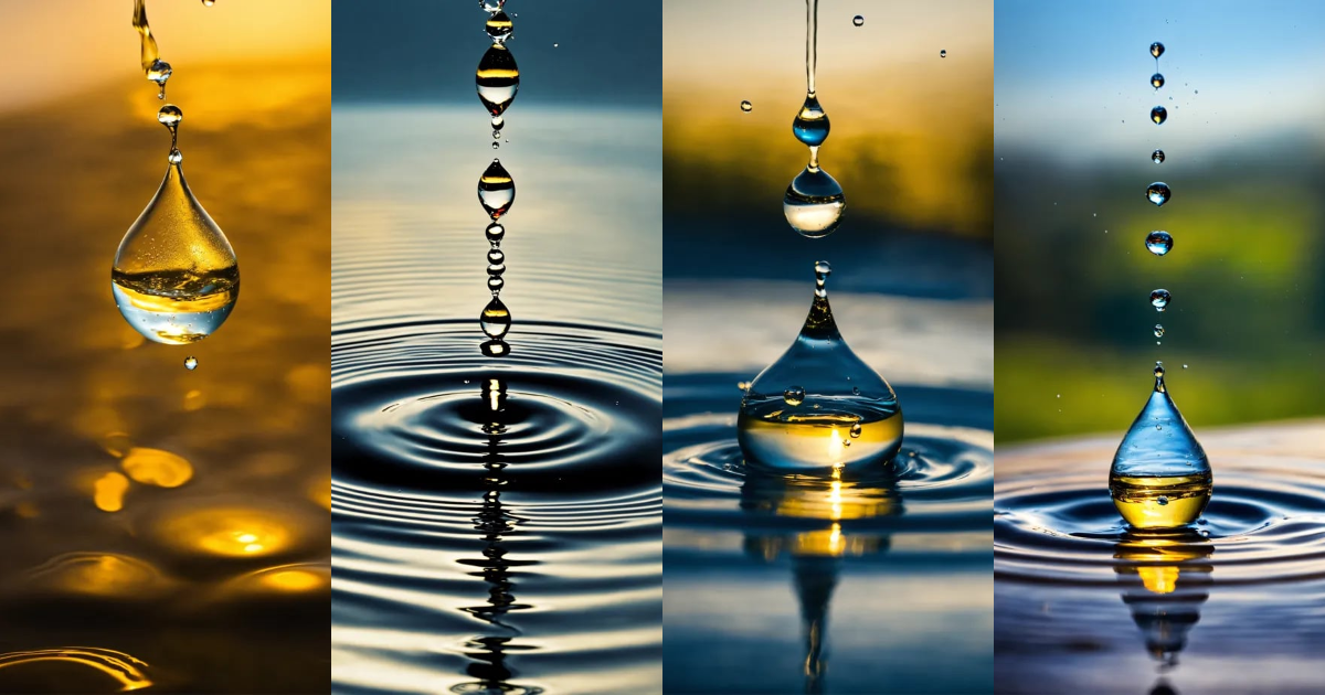 Lexica - One drop of water falling on a liquid surface, causing a ...