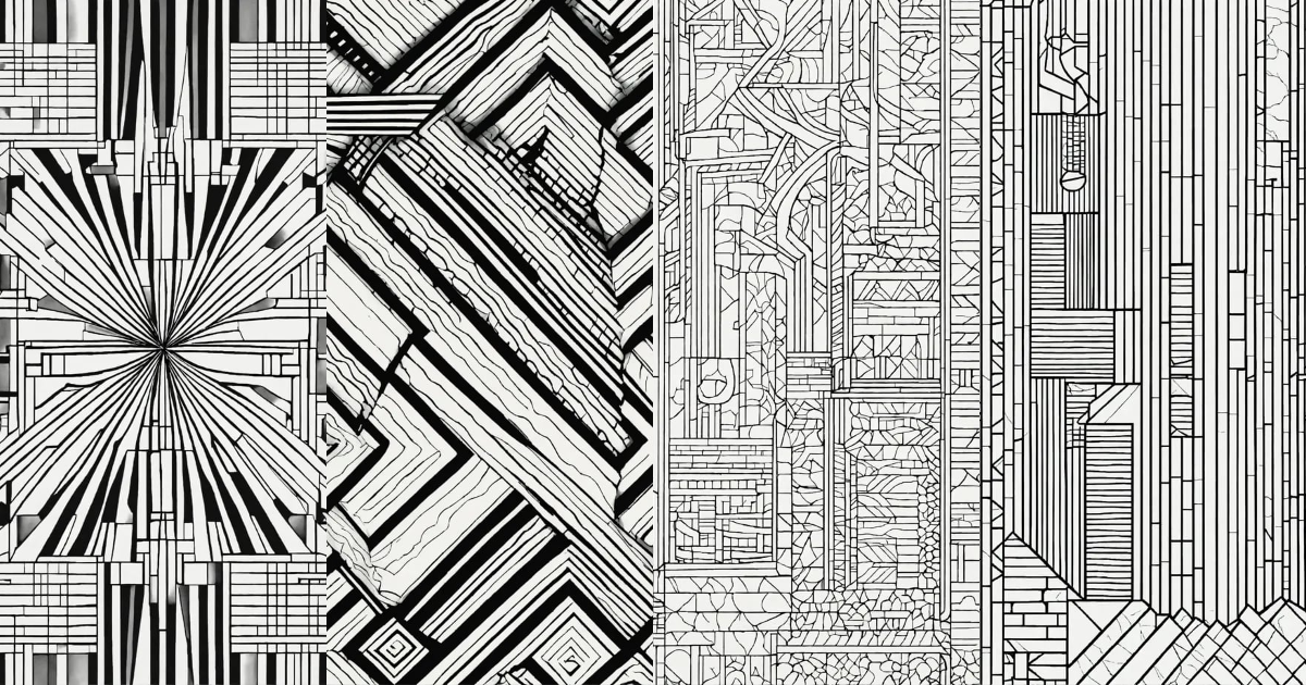 Lexica - Coloring page for adults, bold lines, dark lines, geometric ...