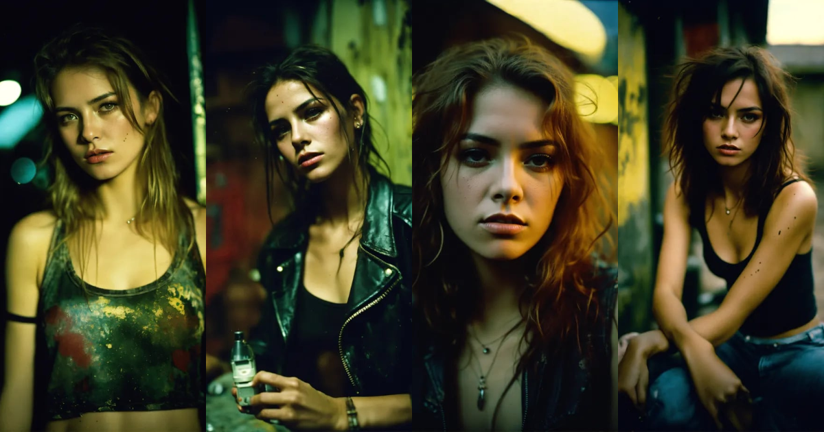 Lexica - Grunge style analogue photo of young woman, abs, supermodel in ...