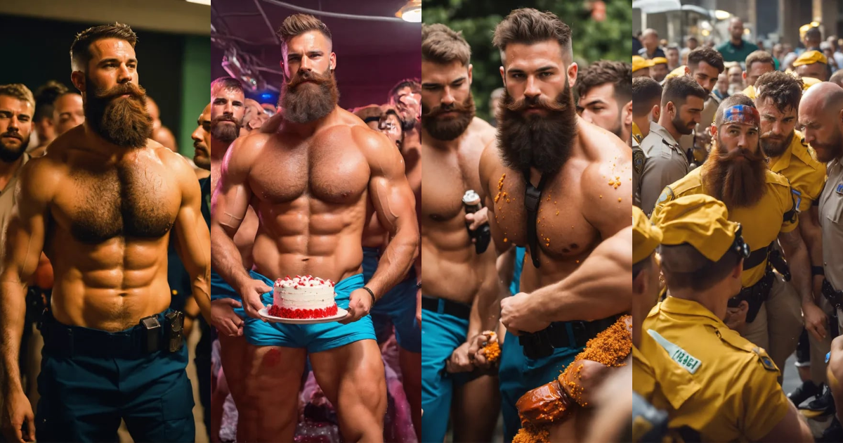 Lexica - A handsome paramedic covered in cake and sweat arresting 3 ...