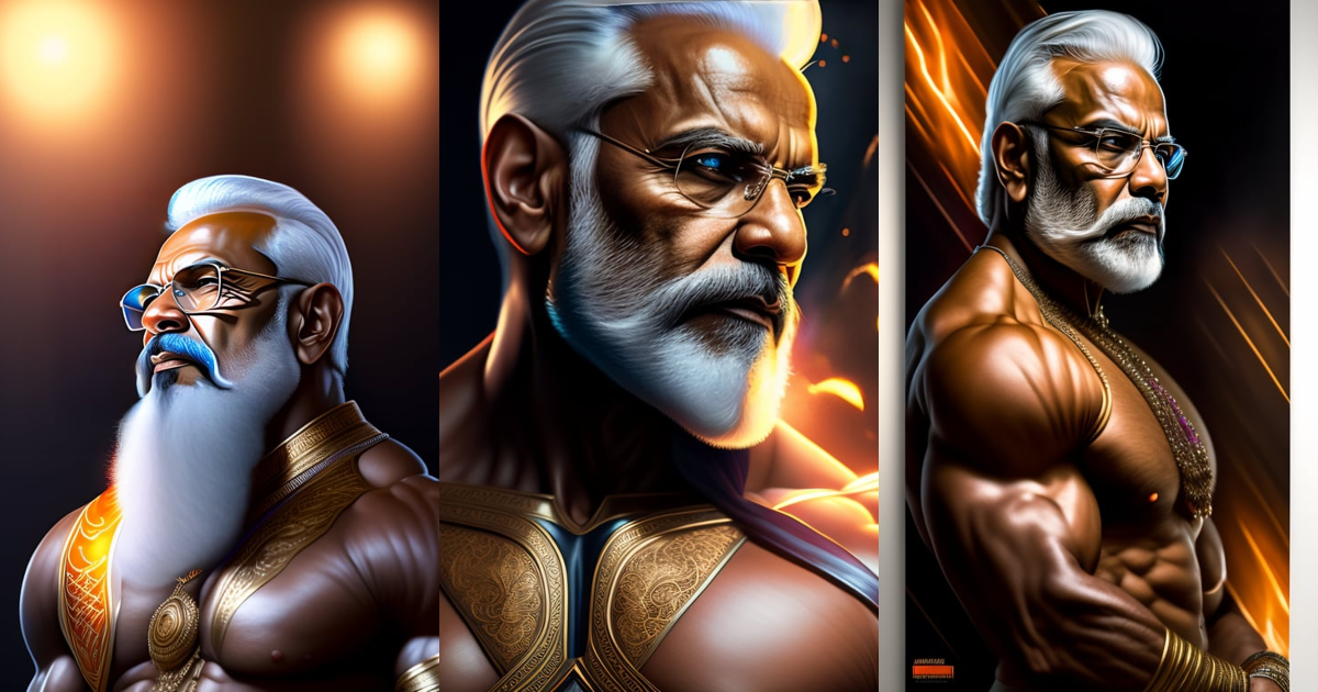 Lexica - Full body potrait of super muscular narendra modi, highly ...