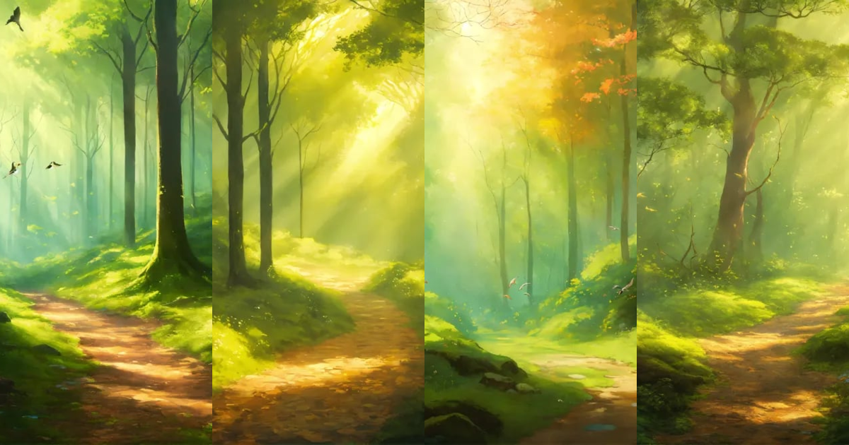 Lexica - A tranquil forest landscape with gentle rays of sunlight ...