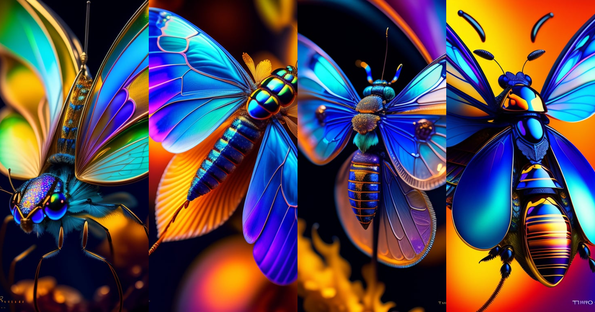 Lexica - Iridescent, flying insect, scales, wings, blues, textured ...