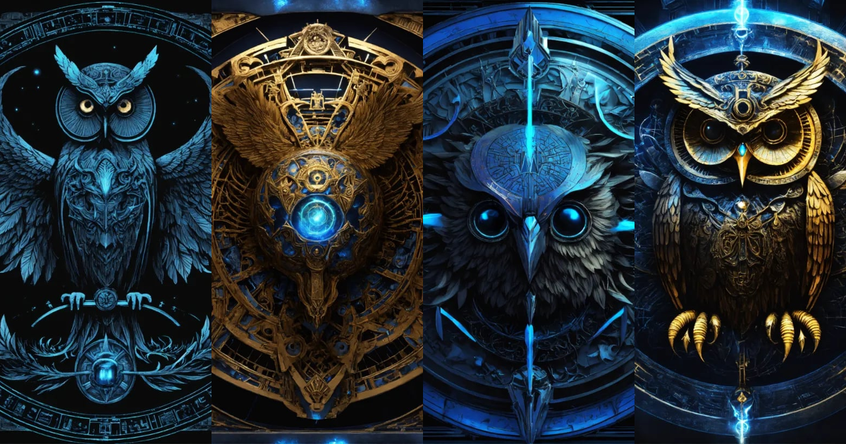 Lexica - Dark Evil Black, blue and black digital occultic sigil owl ...