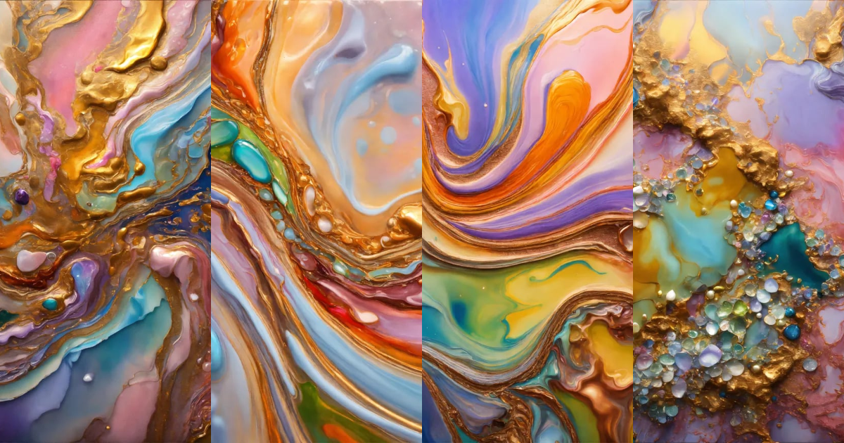 Lexica - Colorful abstract painting oil and water complex complicated ...