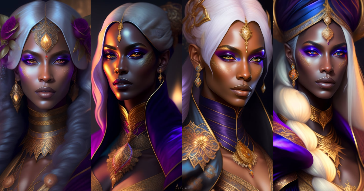 Lexica - Portrait painting of a beautiful drow warlock in extravagant ...