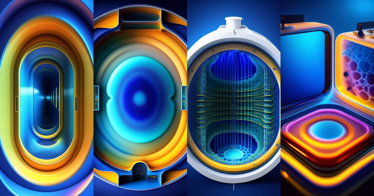 Lexica - Computer rendering inside of a cell organelle in deep blue theme