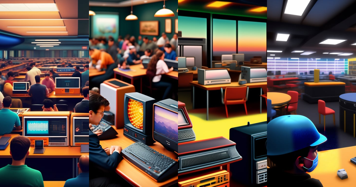 Lexica - Busy crowded 90's computer club, highly detailed matte digital ...