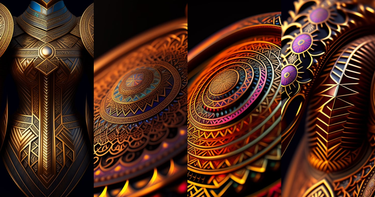 Lexica - Geometric patterns fractal engraved in colorful metal 4K ...