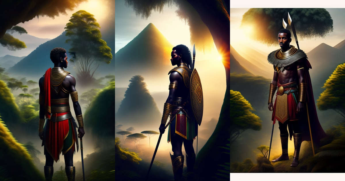 Lexica - An ethiopian young warrior in the forest with his spear during ...