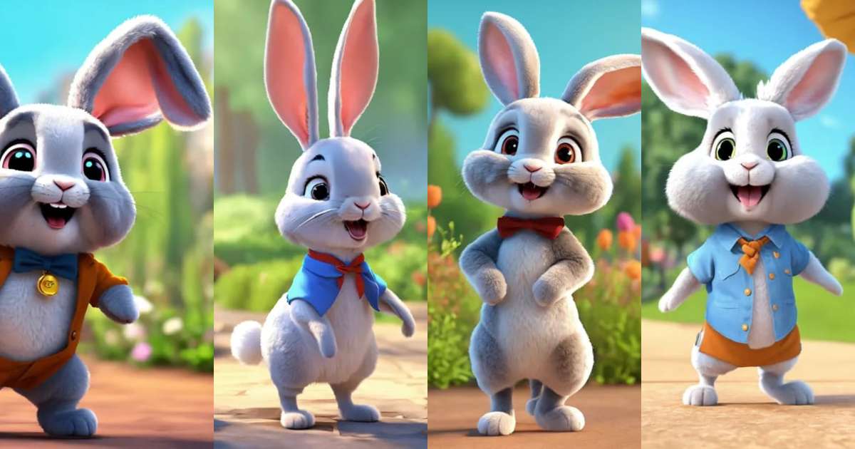 Lexica - 3d animation style cute cartoon rabbit standing on 2 legs