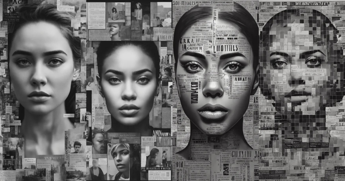 Lexica - A collage of various words, grayscale, in the style of ...