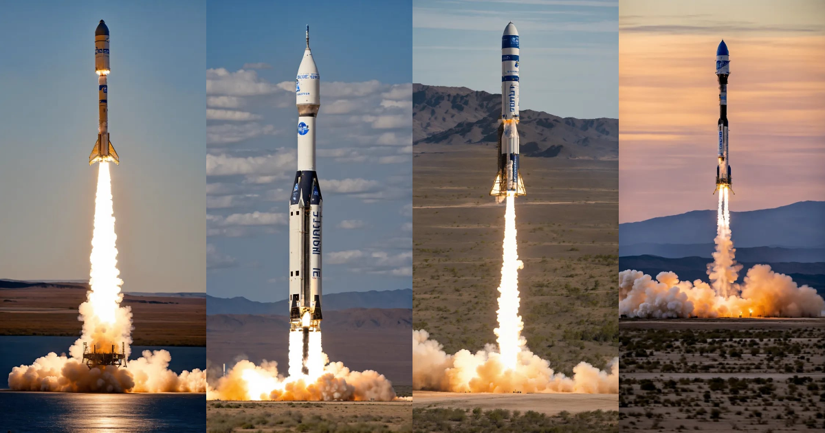 Lexica - Blue Origin rockets landing back on earth