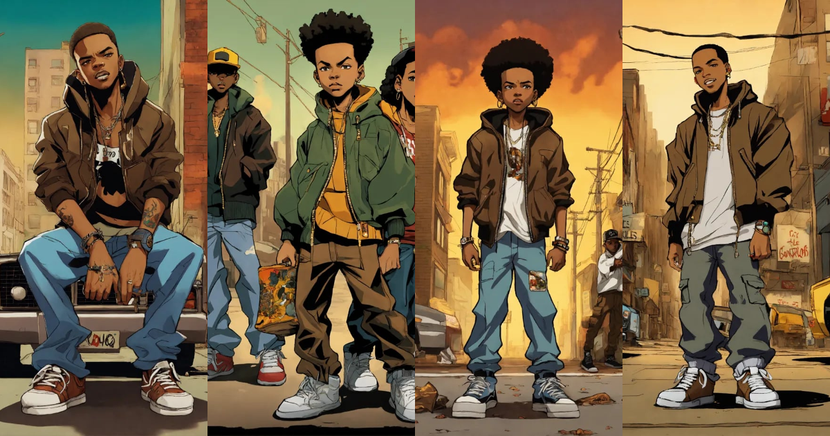 Lexica - Hip hop art style tales from the hood boondocks full body