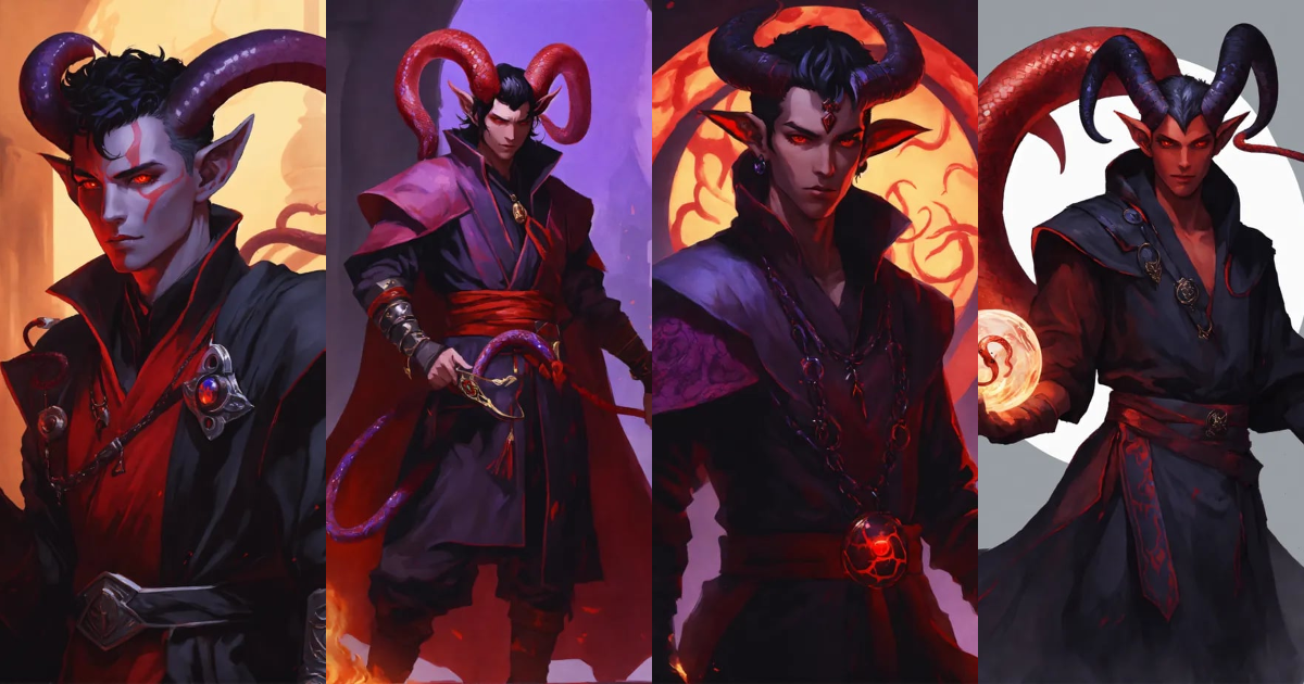Lexica - A D&D Tiefling with pale red skin and red snake like eyes. He ...