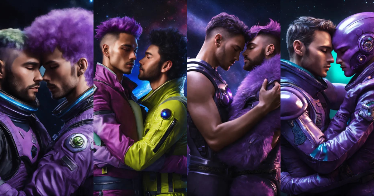 Lexica - Alien male masculine with purple fur and a masculine human ...