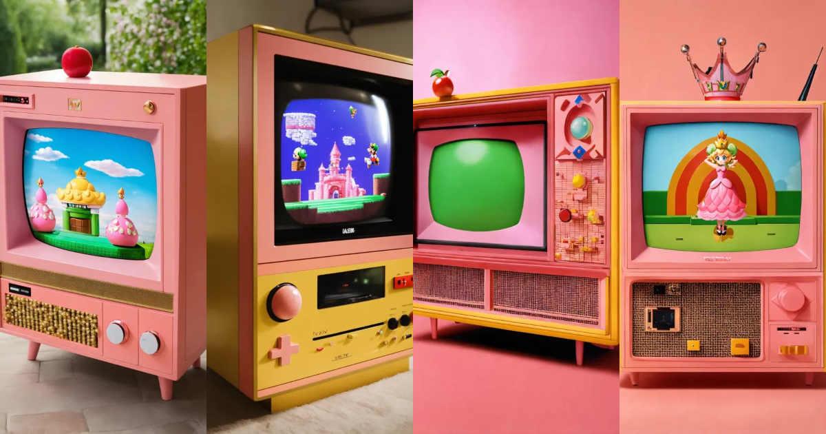 Lexica - Tv designed as Princess Peach from Mario Bros.