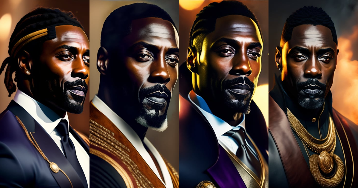 Lexica - Idris Elba, D&D Wizard with staff gem, dreadlock hair