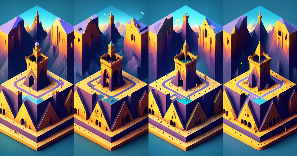 Lexica - Detailed isometric monument valley poster, castle on a ...