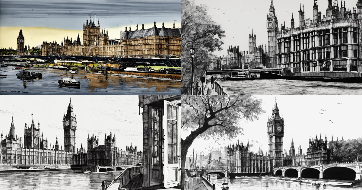 Lexica - Pen and ink drawing london tower