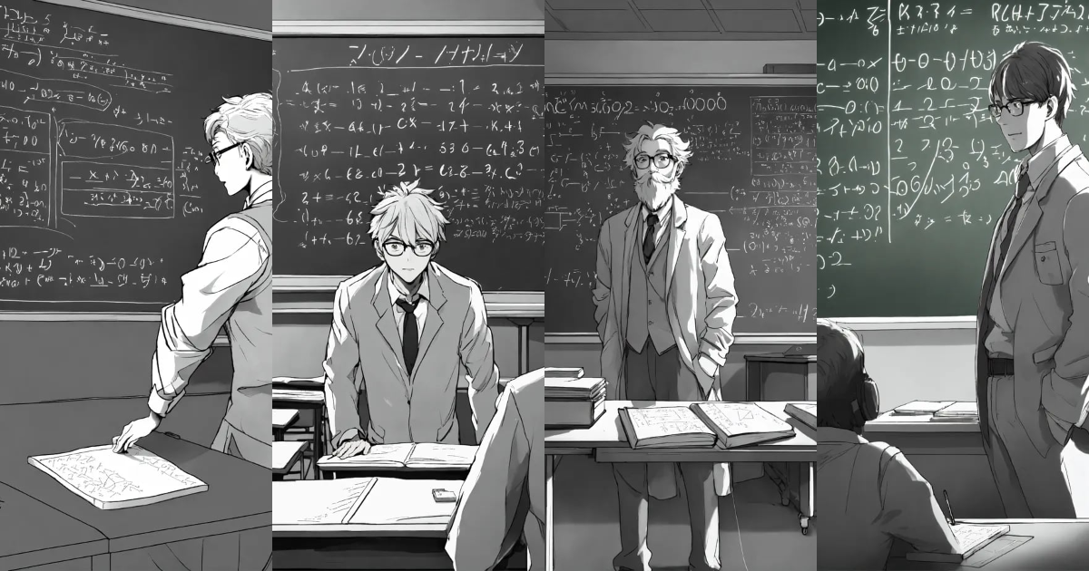 Lexica - Professor at a chalkboard in front of a classroom doing math ...