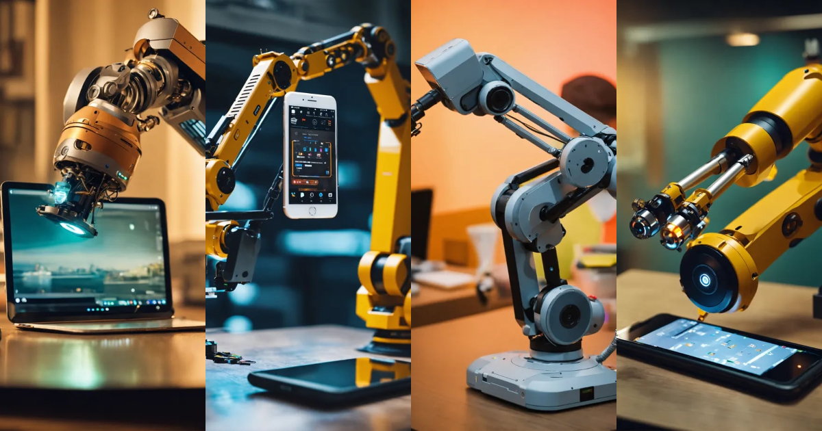 Lexica - Robot arm editing smartphone screen