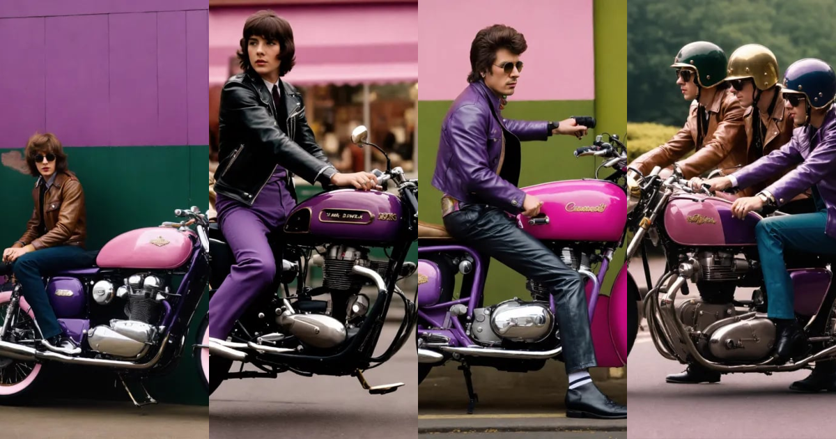 Lexica - 1960s UK Rock 'n' Roll , Rockers, bikes, leather, Pink, purple ...