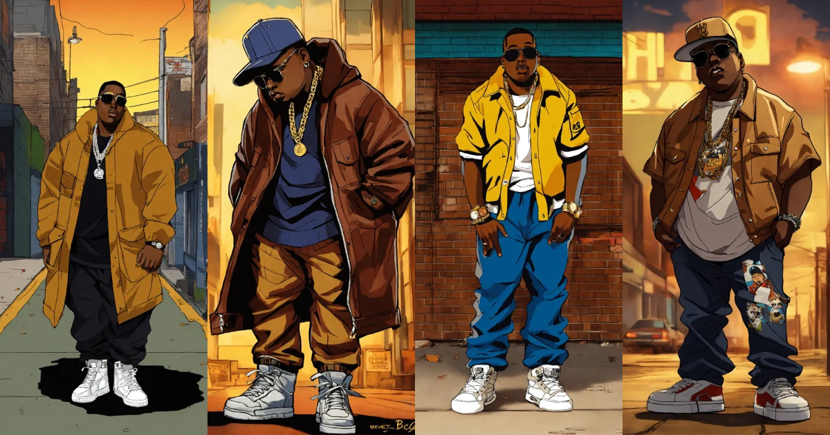 Lexica - Hip hop art style Notorious B.I.G boondocks full body