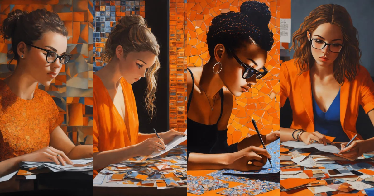 Lexica - A beautiful young woman is sorting through her correspondence ...