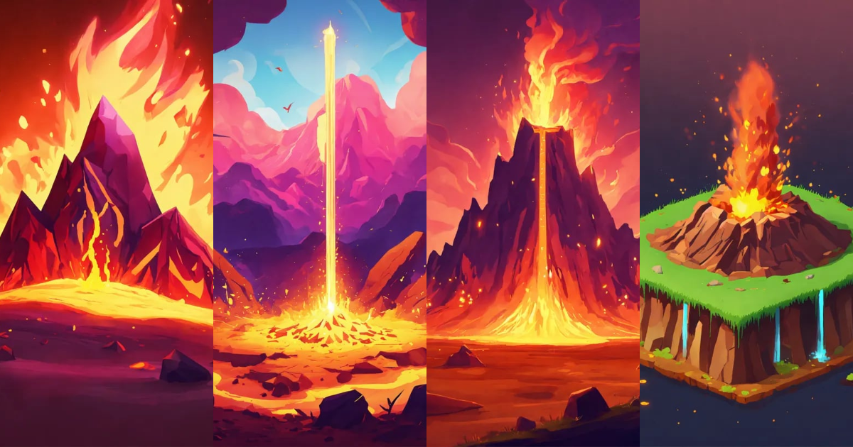Lexica - Spell ground eruption, game icon, stylized, simple design ...