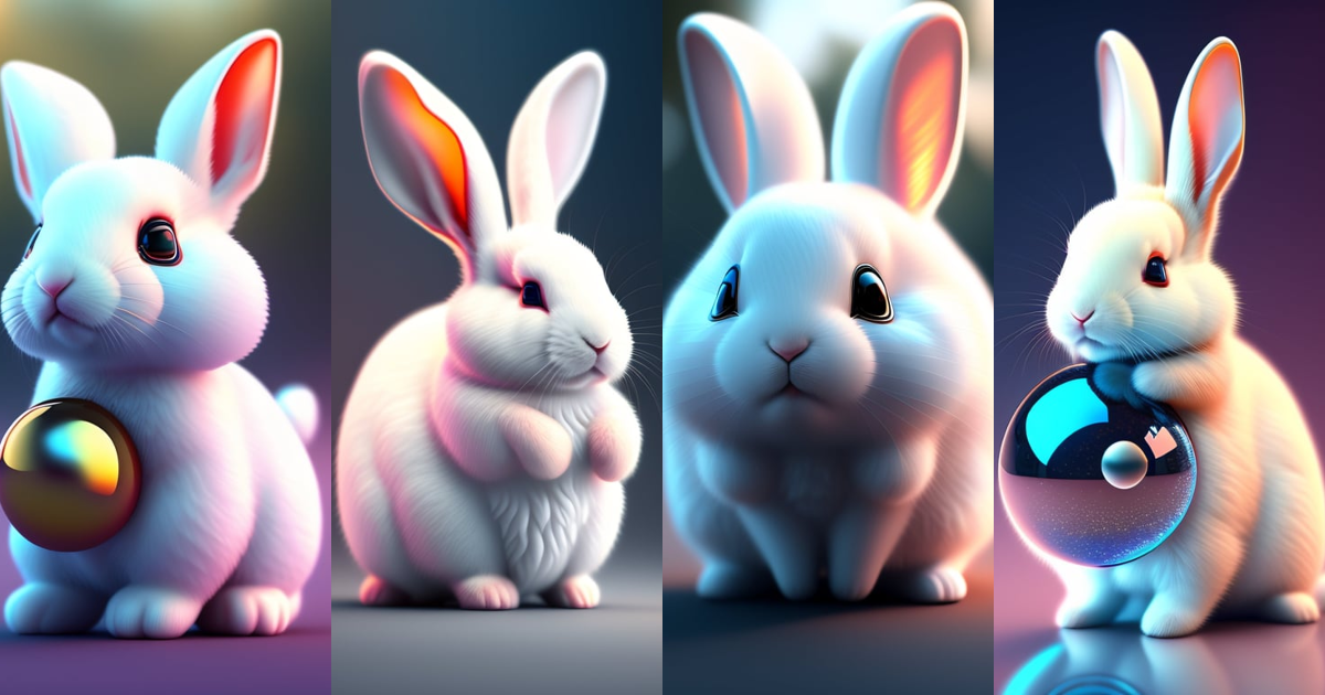 Lexica - A cute adorable baby white rabbit made of crystal ball with ...