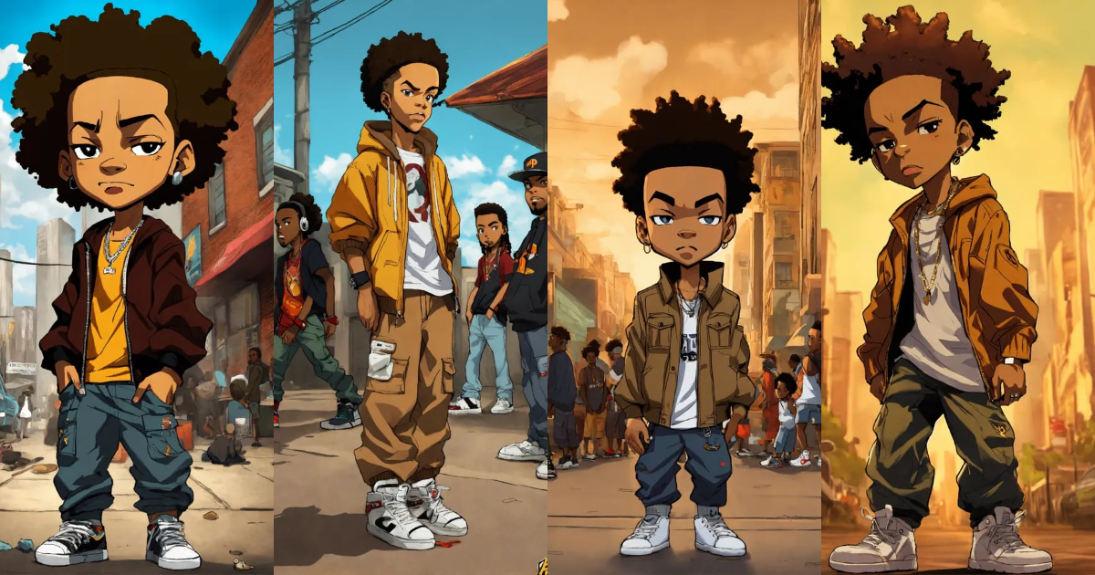 Lexica - Hip hop art style boondocks cartoon full body