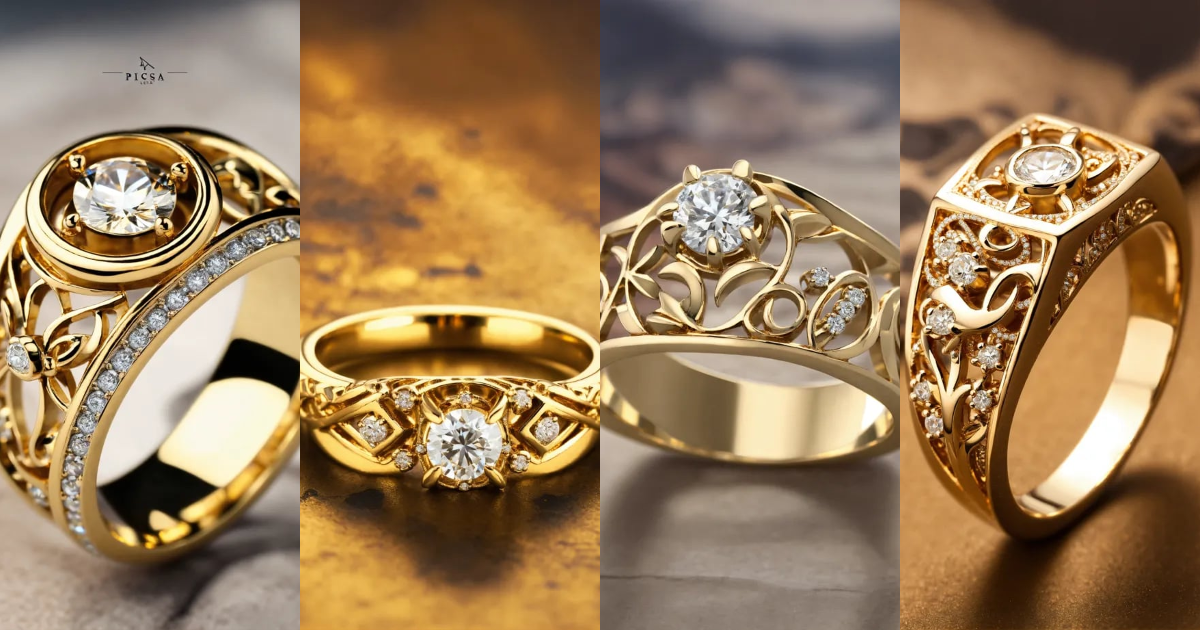 Lexica - Jewellery design, vintage style, Create diamond gold ring with ...