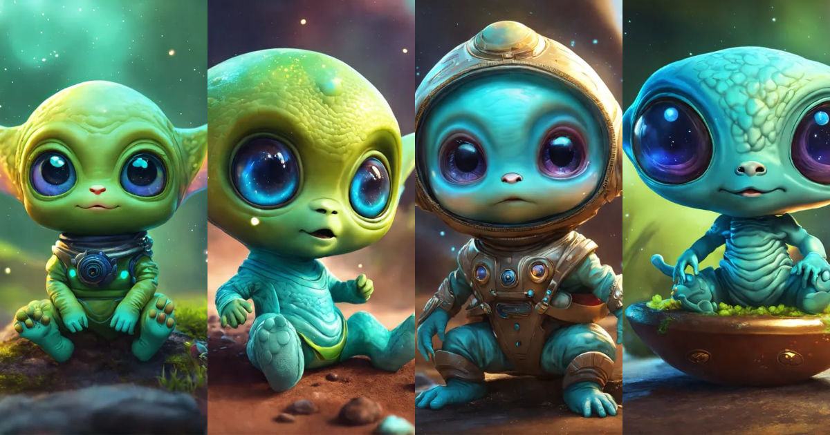 Lexica - Cute and adorable cartoon alien baby, fantasy, dreamlike ...