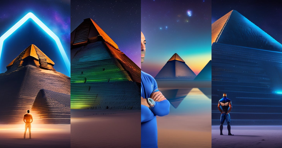 Lexica - Joe Rogan stands with an awe-inspiring alien at the Egyptian ...