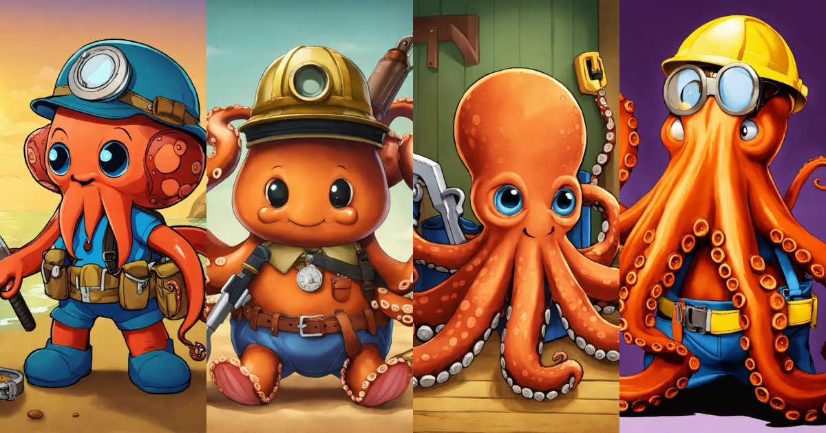 Lexica - Octopus, with tool belt, cartoon.