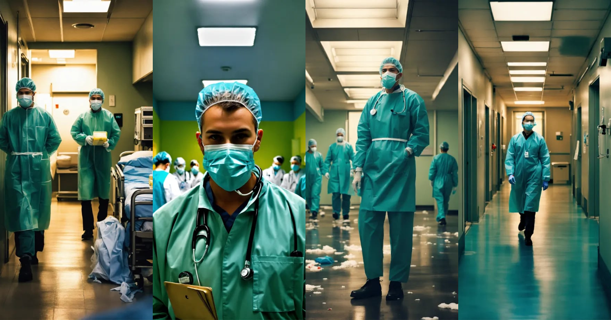 Lexica - Superrealist style, urban style, many doctors with n95 masks ...