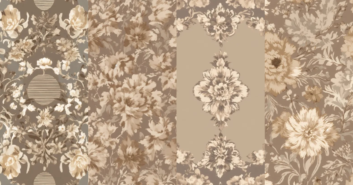 Lexica - Create a floral ikat toile pattern. Creme taupe grey tones