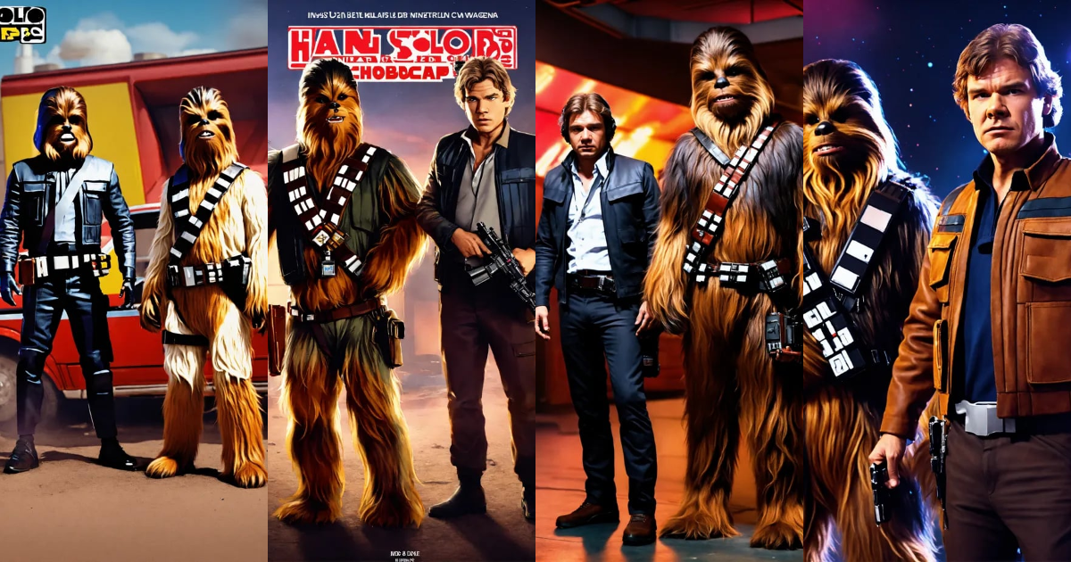 Lexica - Han Solo and Chewbacca dresses as rappers mixtape cover, high ...
