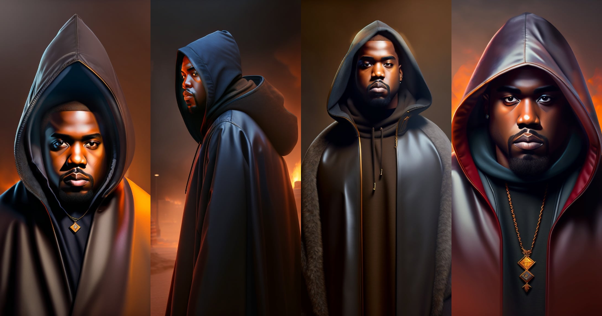 Lexica - A moody portrait of Kanye West wearing a dark robe and a dark ...