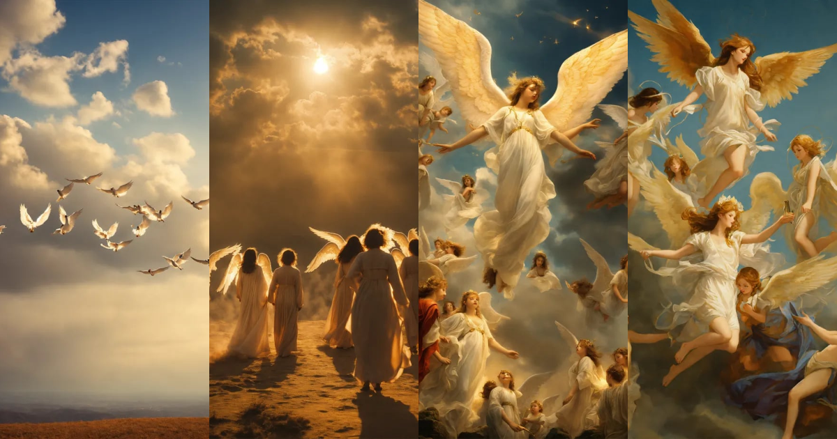 Lexica Group of angels flying