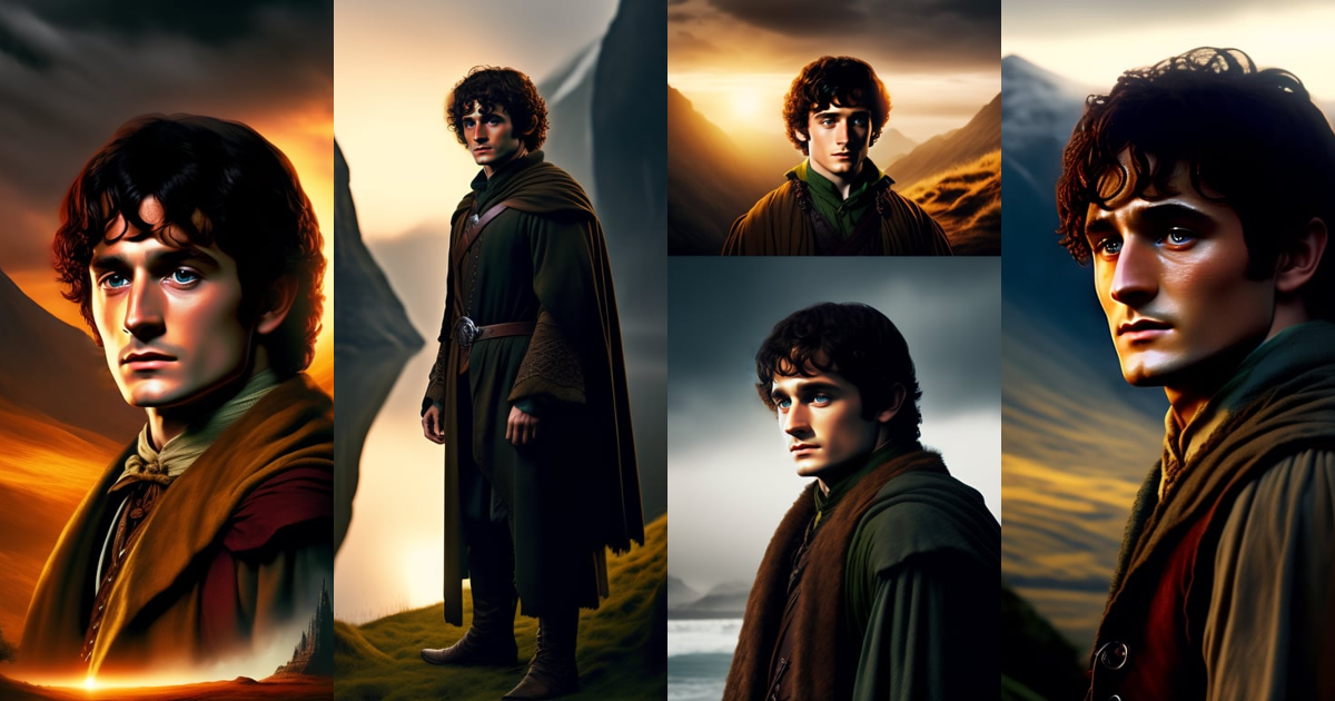 Lexica - Frodo baggins in lord of the rings, in 80s style dark mythical ...