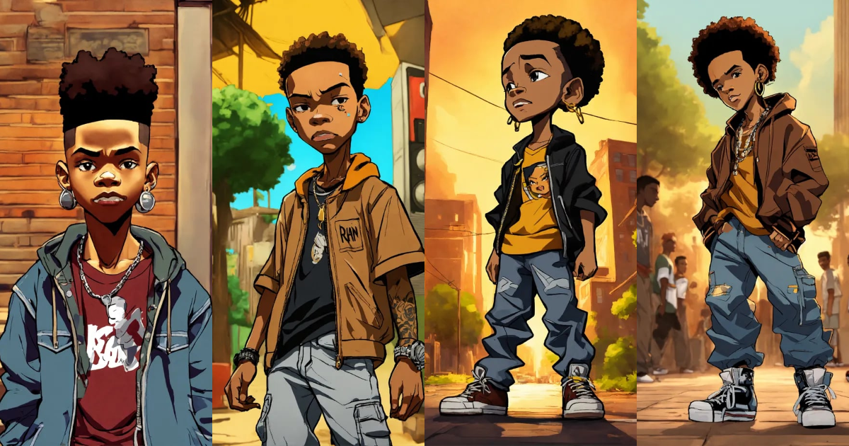 Lexica - Hip hop art style boondocks cartoon full body