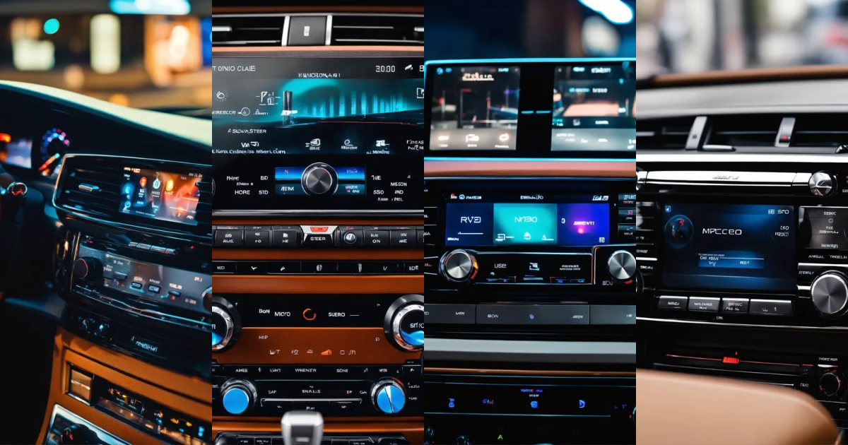 Lexica A photo of a car stereo with a microphone. The stereo is